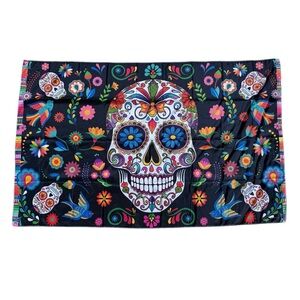 Sugar Skull Day of the Dead Floral Fiesta Banner Wall Tapestry Backdrop Decor